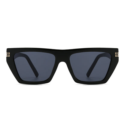 Thick Geek-Chic Geometric Tinted Sunglasses